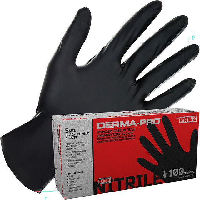 Ravin Gloves Raven Safety 66542 Nitrile 5mil Blk GLOVE M 100/bx, Nitrile, 4.5 mil, 9.5", Exam, Black, 9.5 x 4.75 x 2.25 - image 1