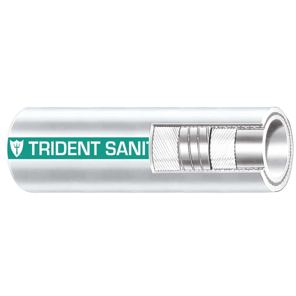 Manguera de saneamiento marino premium Trident Marine de 1-1/2" - Blanca con franja verde - Se vende por pie [102-1126-FT]