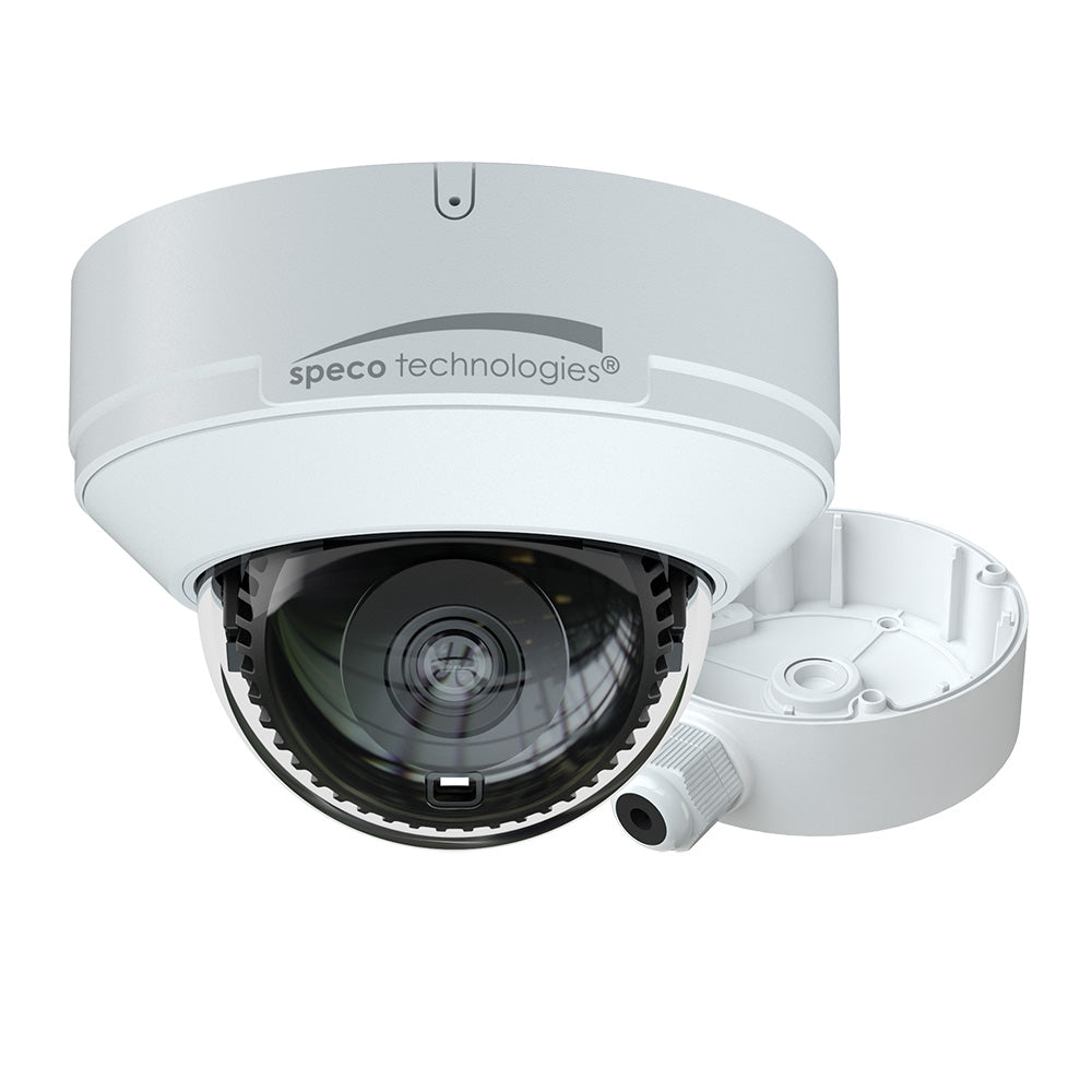 Cámara domo Speco IP H.265 AI de 4 MP con IR - Caja de conexiones de lente fija de 2,8 mm [O4D9]