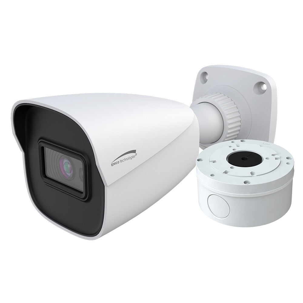 Cámara IP tipo bala Speco H.265 AI de 4 MP con infrarrojos - Caja de conexiones con lente de 2,8 mm [O4B9]