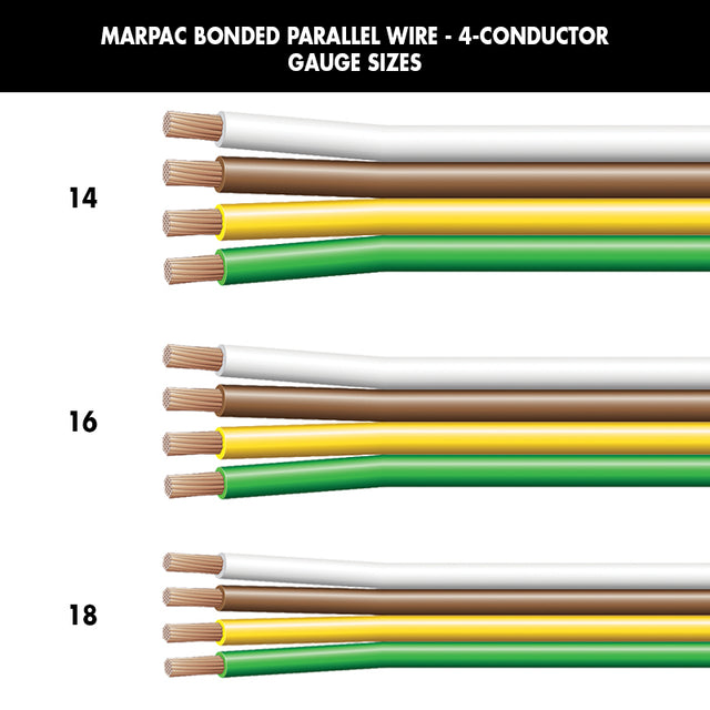 Marpac Bonded Parallel Wire -4-Conductor (16 Gauge, White/Brown/Yellow/Green, 100’ L) - 7-4398 - image 1