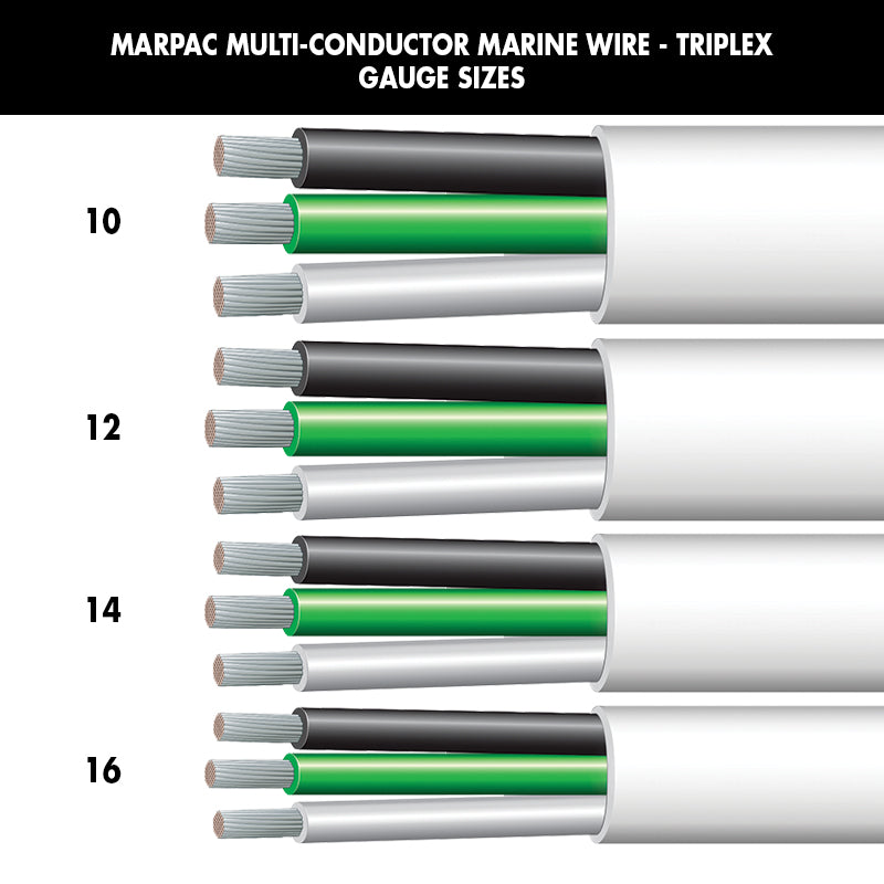 Marpac Multi-Conductor Marine Wire - Triplex (16 Gauge, Black/Green/White, 100’ L) - 7-4378 - image 2