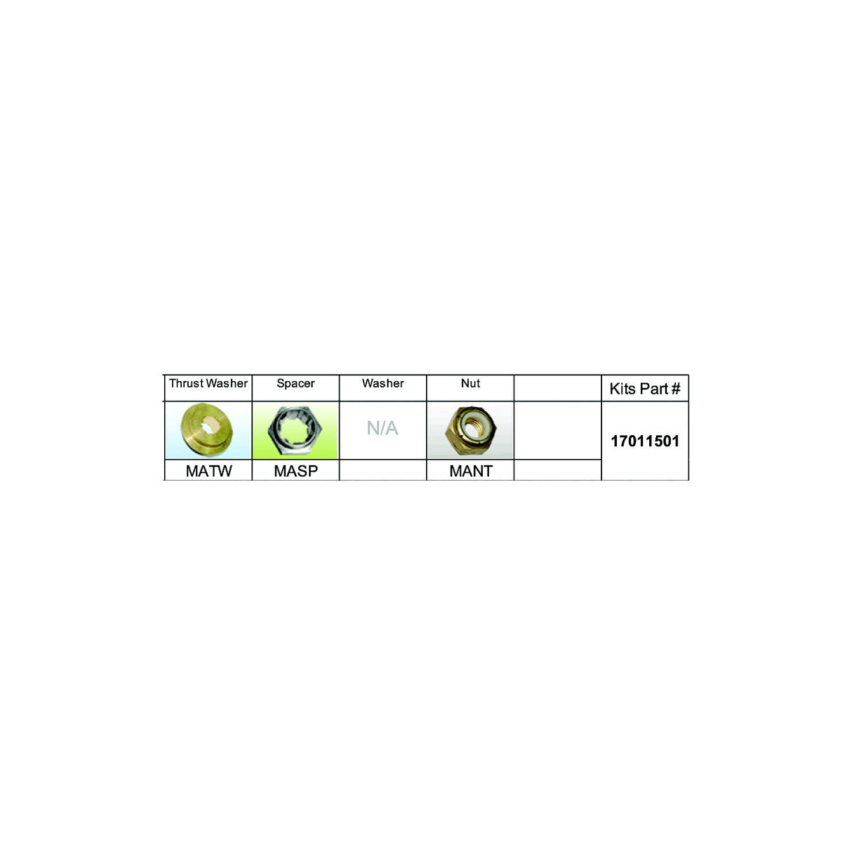 Solas Propeller Solas 17011501 Fixed Hub Prop Hardware Kit - Mercury, Type A - 17011501