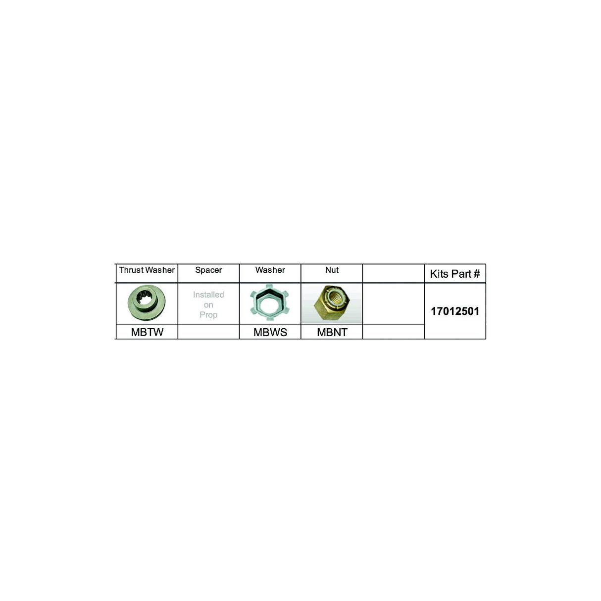 Solas Propeller Solas 17012501 Fixed Hub Prop Hardware Kit - Mercury, Type B - 17012501