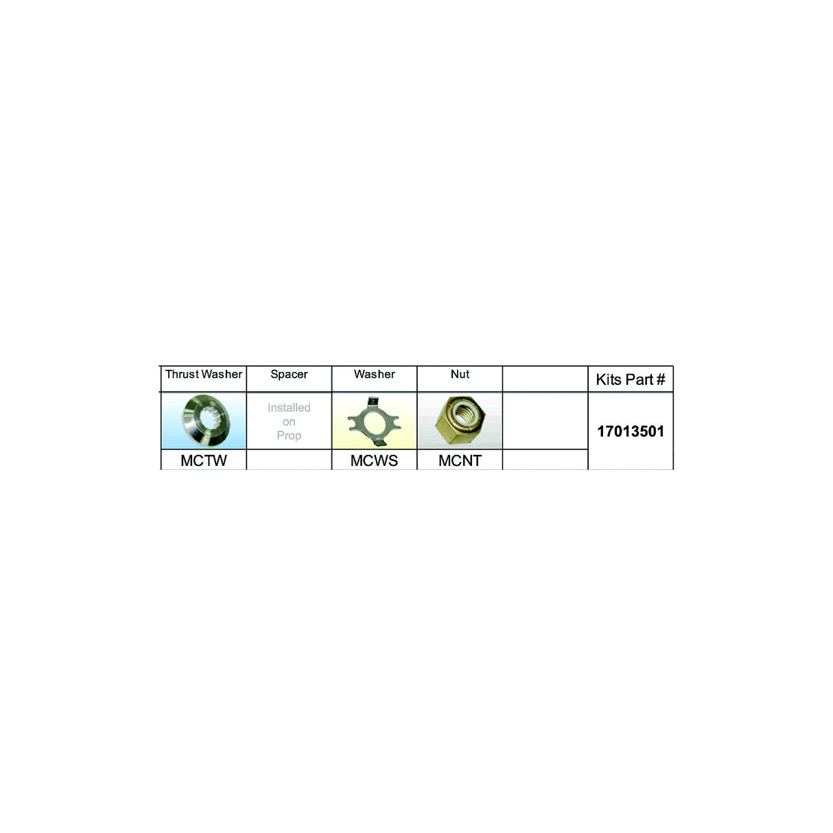 Solas Propeller Solas 17013501 Fixed Hub Prop Hardware Kit - Mercury, Type C - 17013501