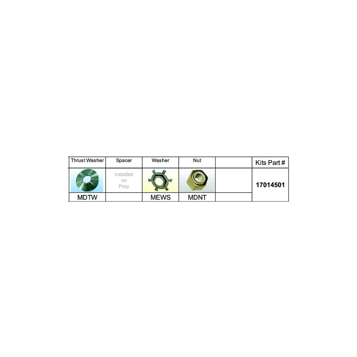 Solas Propeller Solas 17014501 Fixed Hub Prop Hardware Kit - Mercury, Type D - 17014501