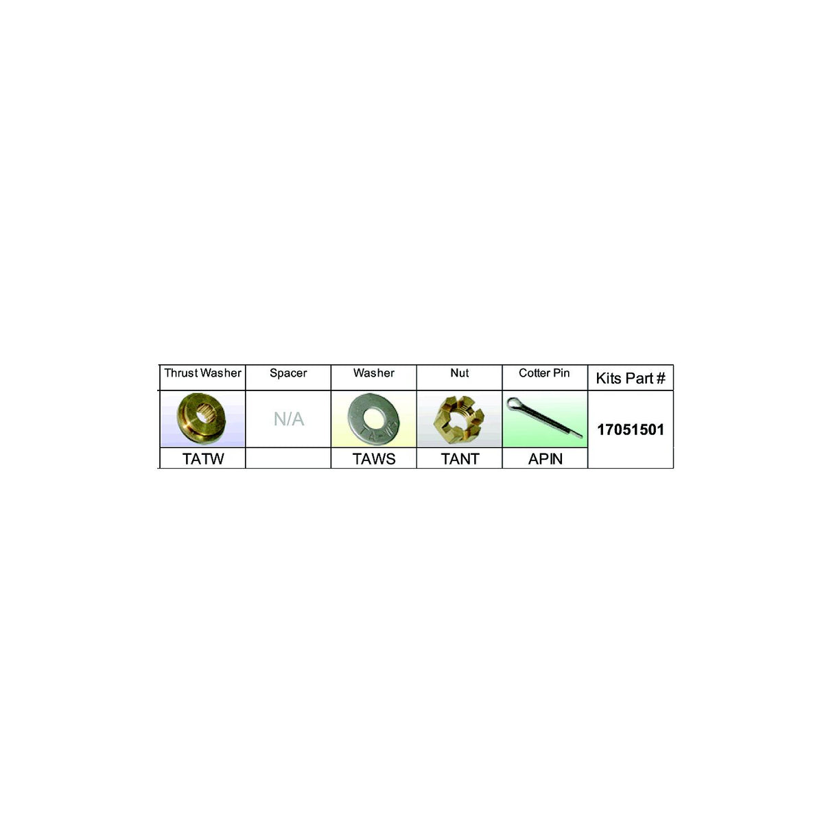 Solas Propeller Solas 17051501 Fixed Hub Prop Hardware Kit - Nissan/Tohatsu, Type A - 17051501