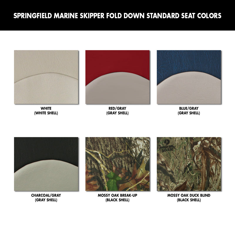 Springfield Marine Skipper Standard Folding Seats - Black Shell with Mossy Oak Duck Blind Cushion - 1061021 - image 2