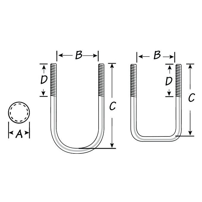 Tie Down Square Zinc Plated U-Bolt Kit (3/8”-16 x 1-5/8” x 3-9/16” x 1-3/4”) - 86219 - image 1