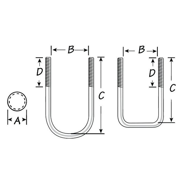 Tie Down Square Zinc Plated U-Bolt Kit (3/8”-16 x 1-5/8” x 3-9/16” x 1-3/4”) - 86219 - image 1