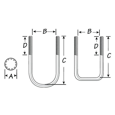 Tie Down Square Zinc Plated U-Bolt Kit (1/2”-13 x 2-1/16” x 4-13/16” x 2”) - 86215 - image 1