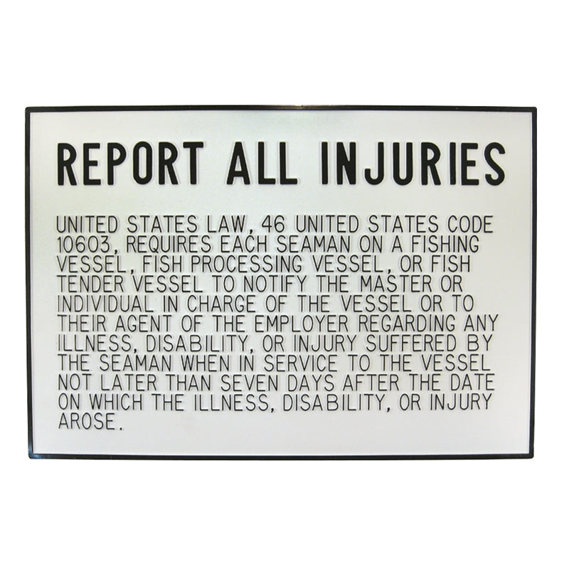 Bernard Engraving P-230 Injury Plaque General Accesories Marine Boat