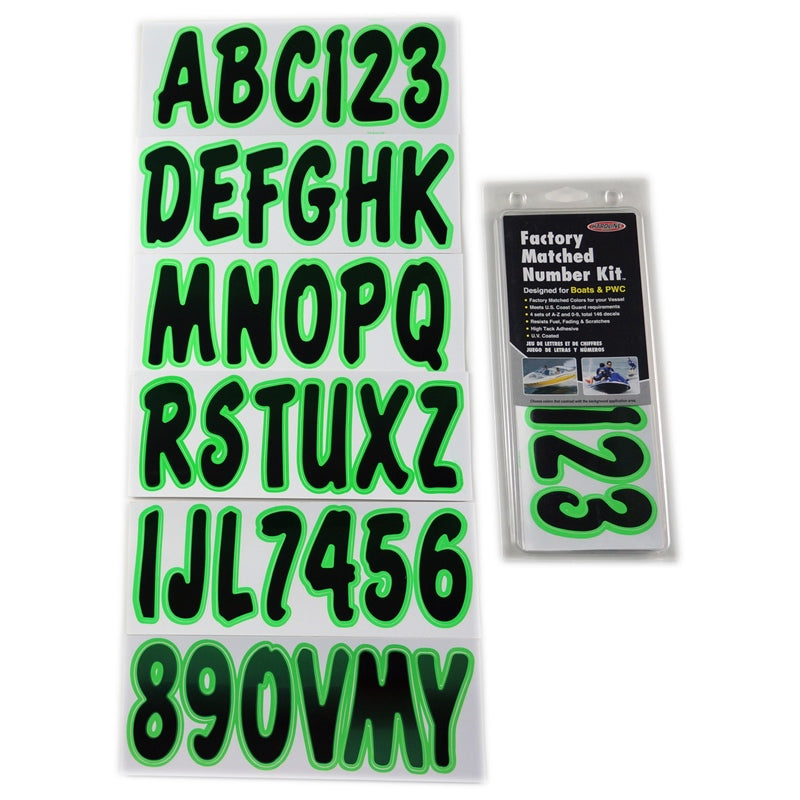 Hardline Products BLKKI200 Letter Kit Black/Kiwi Marine Boat