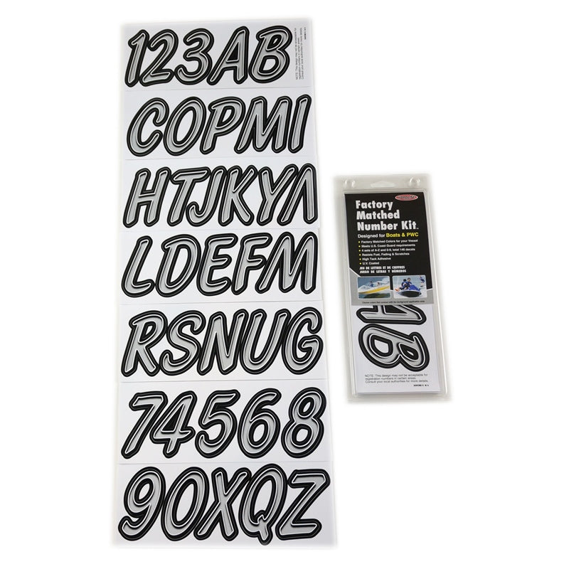 Hardline Products SIBKG400 Letter Kit Sil/Black Marine Boat