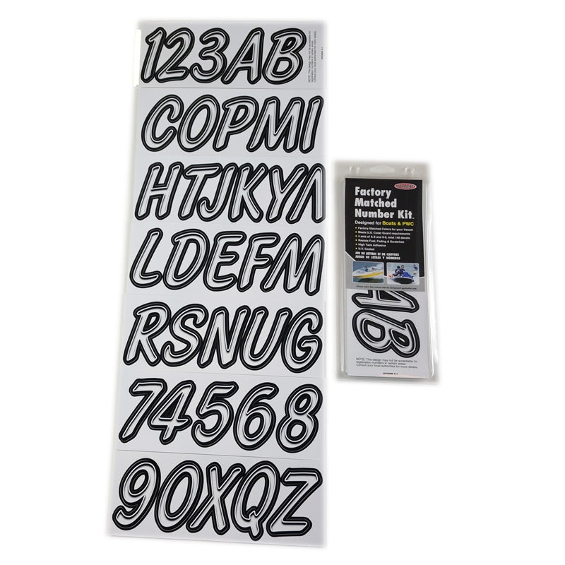 Hardline Products WHBKG400 Letter Kit White/Black Marine Boat