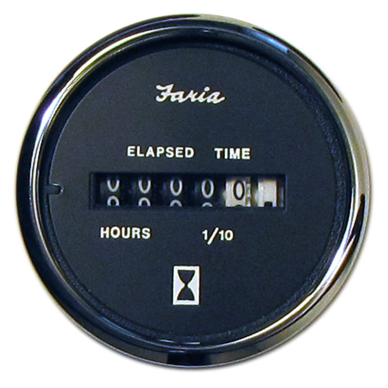 Faria 13715 Stainless Steel Black Hourmeter Marine Boat