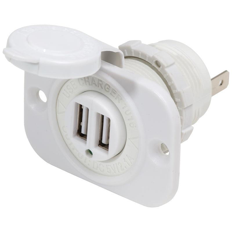 Blue Sea 1016200-BSS 12VDC 2USB Chagr 5V 2.1A Marine Boat