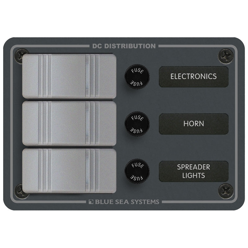 Blue Sea 8054-BSS 3 Switch WP Panel Ver. Marine Boat