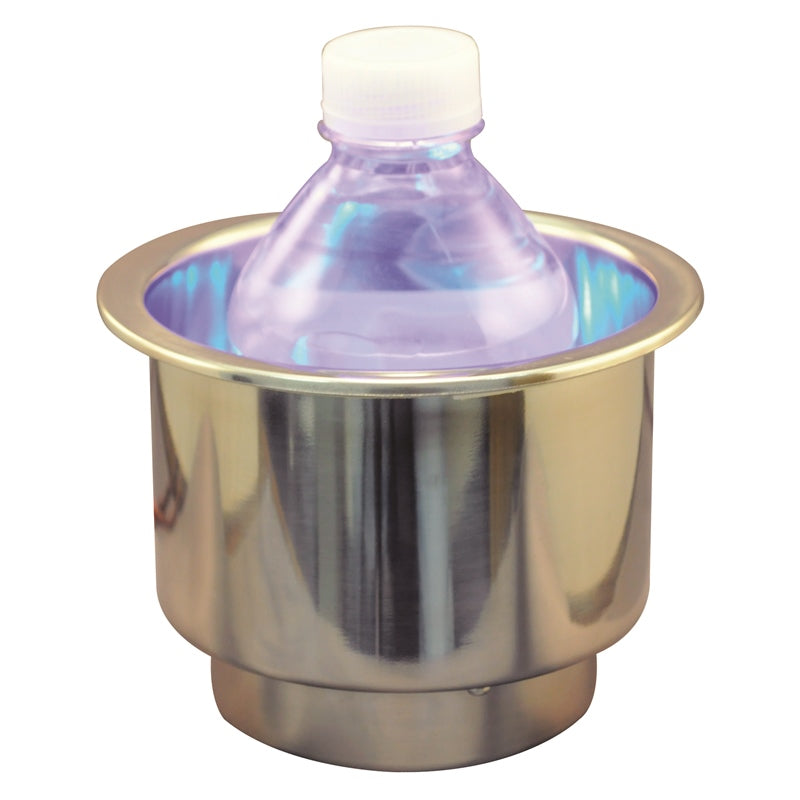 Marpac 7-0974 Drink Hldr Stainless Steel LED Blue Marine Boat