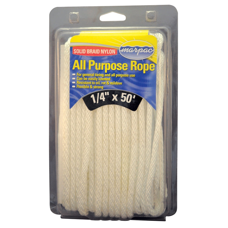Marpac 1577300 Utility Line Nylon Sld/Brd 1/4"x 50' Marine Boat