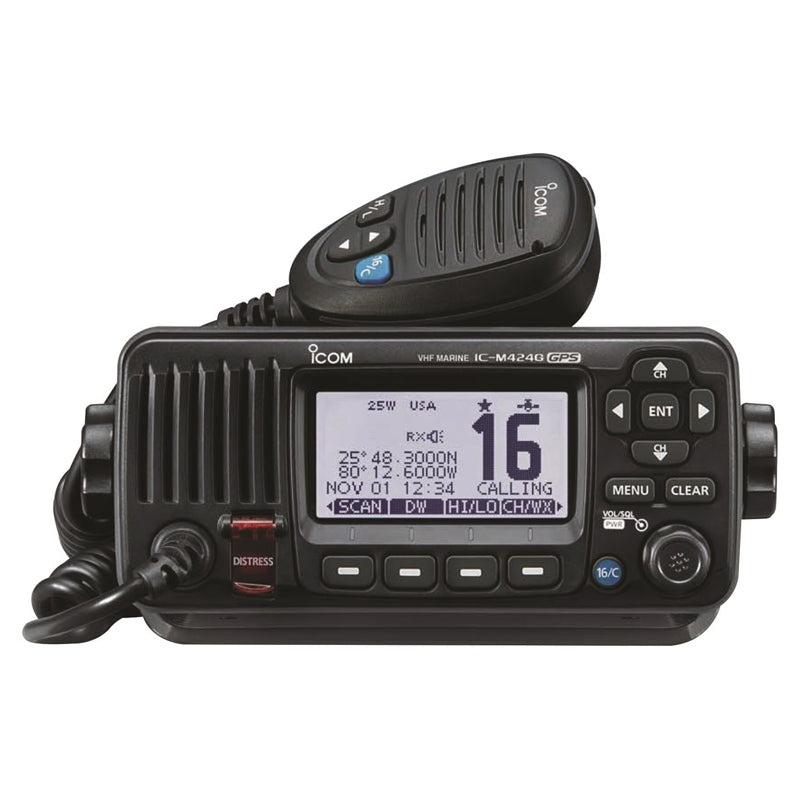 ICOM M424GBLACK VHF Fxd Mount With GPS Black Marine Boat