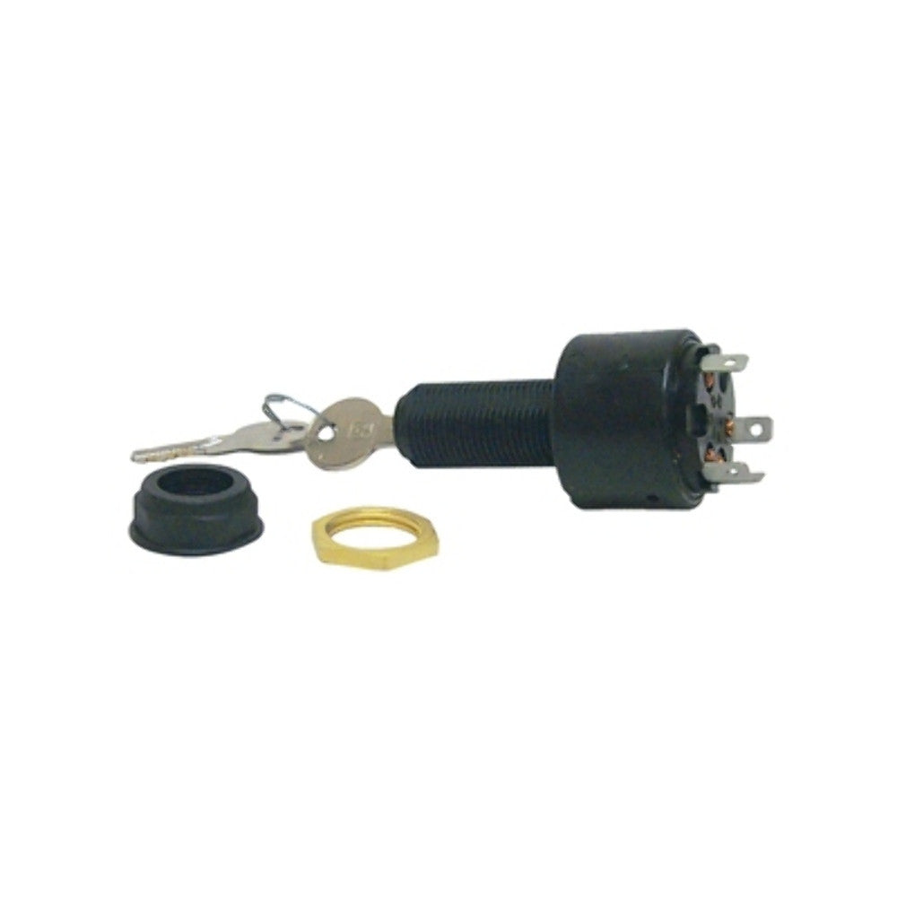 Marpac MP39802 Ignition Key Switch Polyester 4-Position 4 Screw Long Panel 1-1/8
