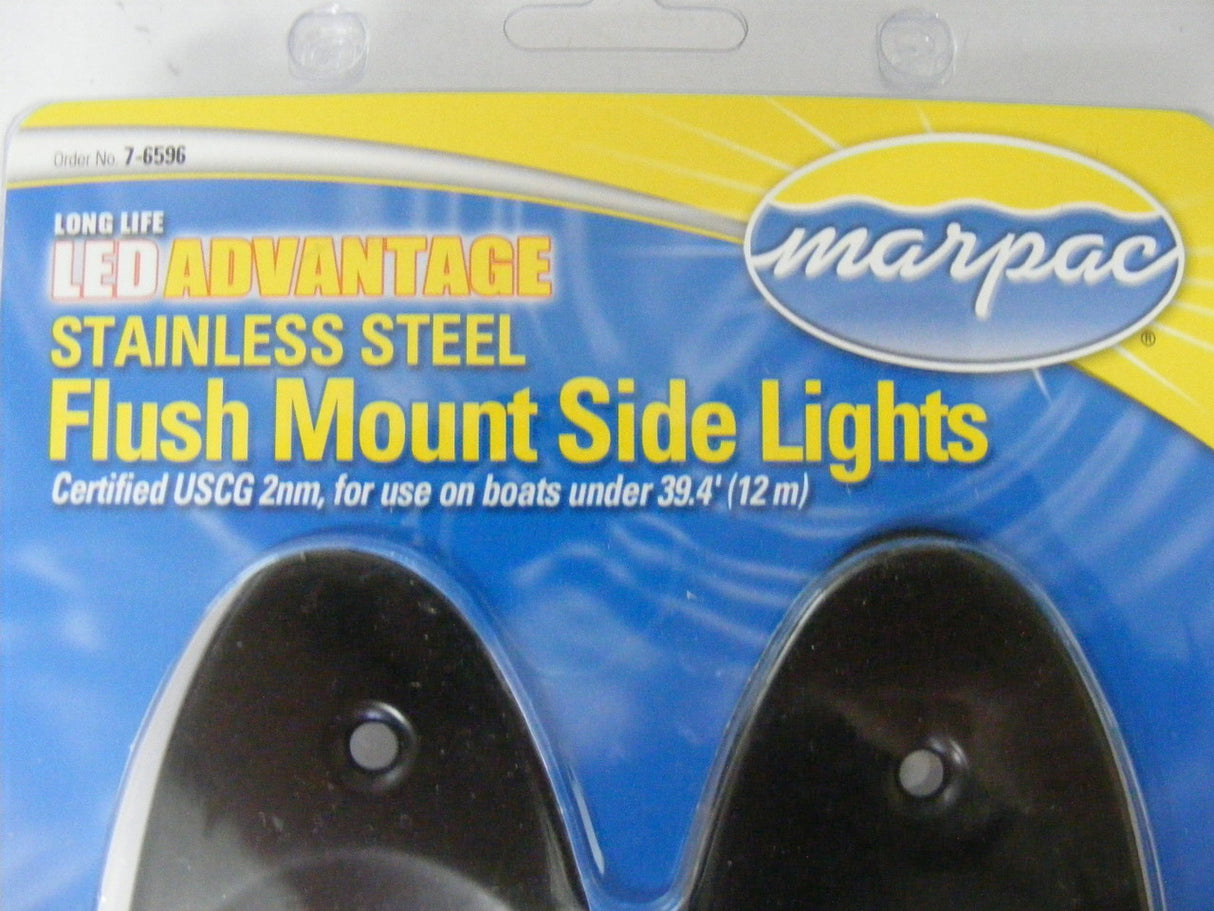 Marpac LT051350 LED Light Navigation RED-GREEN Flush Mount Side Boat BLACK Mate