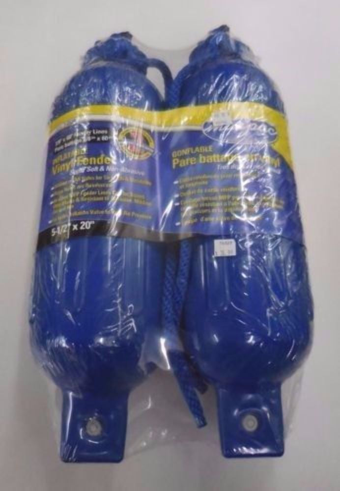 2 PACK Marpac 7-6529 Boat Fender 6-1/2x23" + Rope Line 3/8"x60" Docking Anchoring