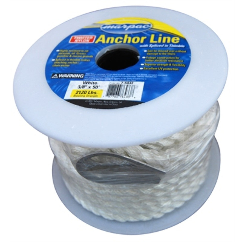 Marpac D30-24150 Twisted Nylon Anchor Line 3/8'x 150' Black MD