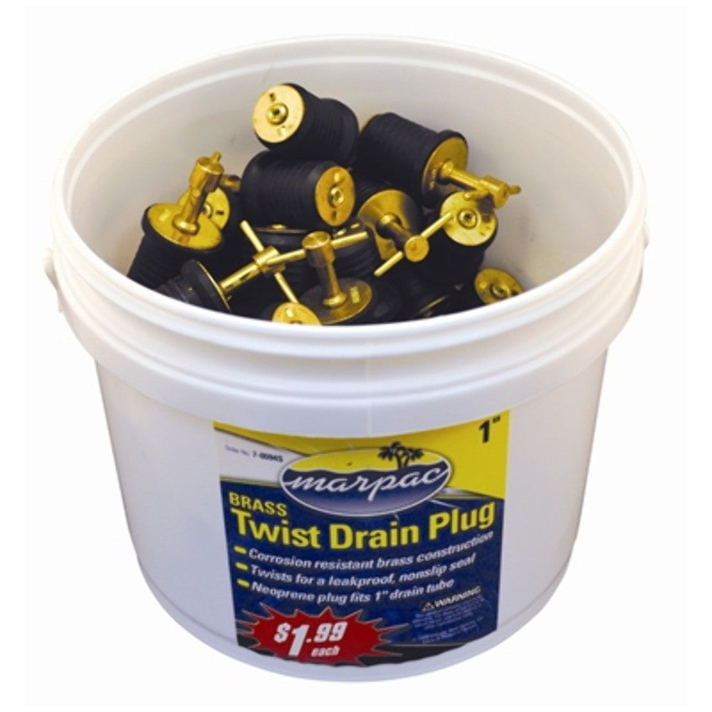 Marpac BU010020 Bucket/50 Turn-Tite Twist Drain Neoprene Plug 1" Brass H MD