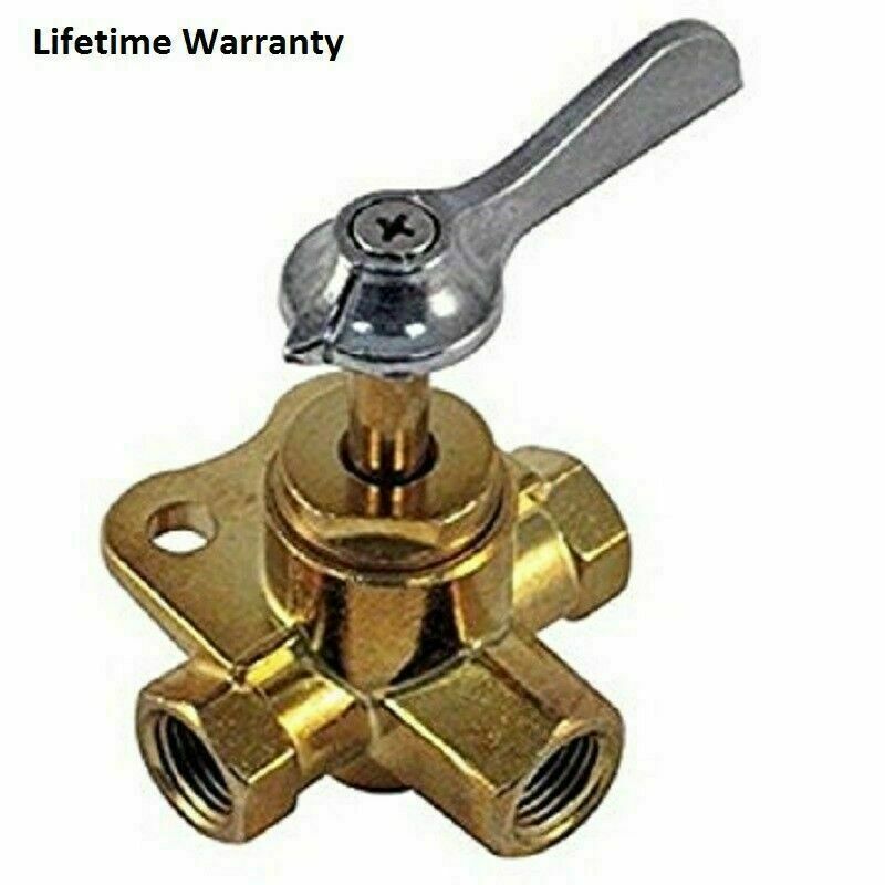 Marpac 7-6948 18-1656 Fuel Tank Selector Valve 3/8" Thread 3 Way Brass Detent